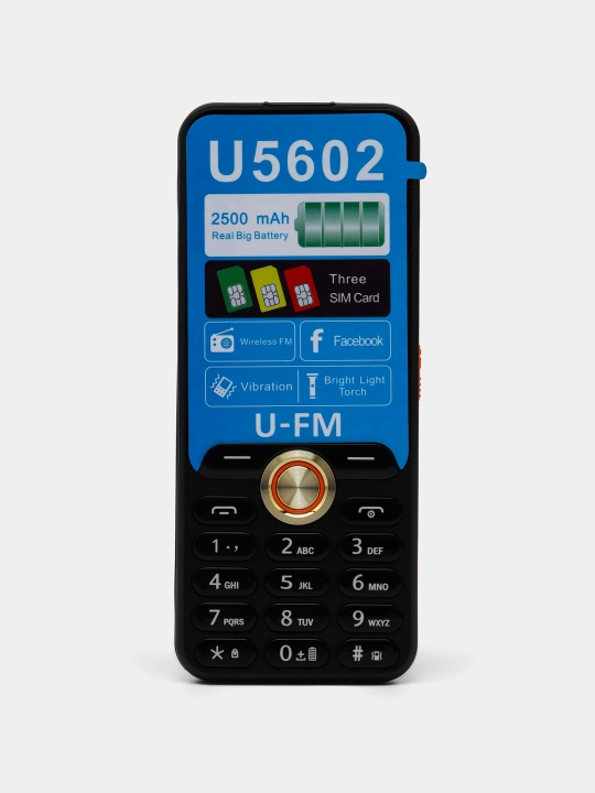 Tugmali telefon U-FM Mobile U5602, oddiy telefon FM radio 1800 mAh - 
