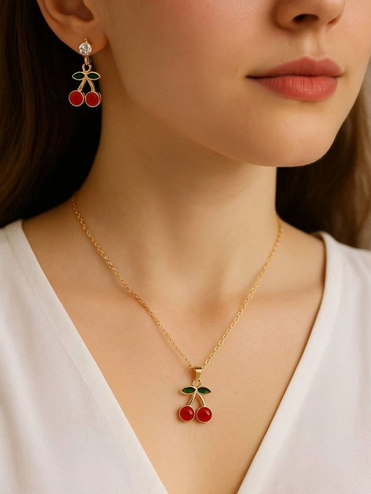 Цепочка, кулон, серьги, бижутерия, комплект