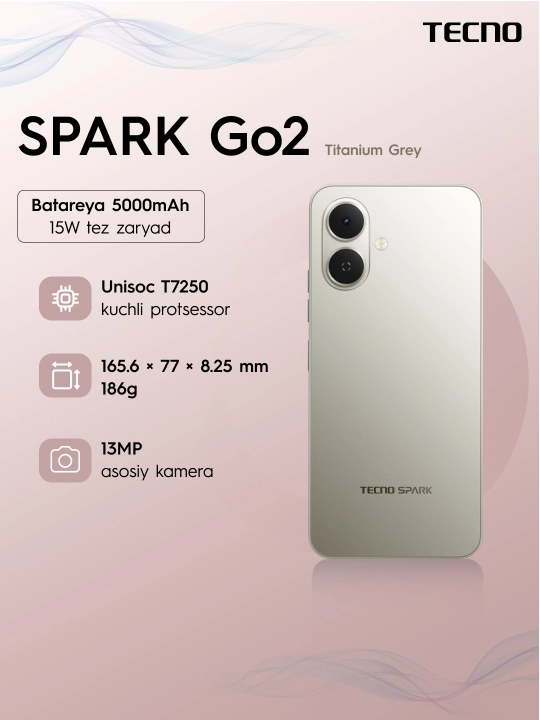 Смартфон Tecno Spark Go 2, Android 15 + HiOS 15, быстрая зарядка, 5000 mAh - 