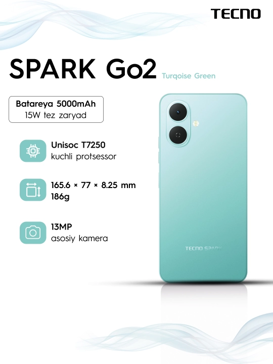 Смартфон Tecno Spark Go 2, Android 15 + HiOS 15, быстрая зарядка, 5000 mAh - 