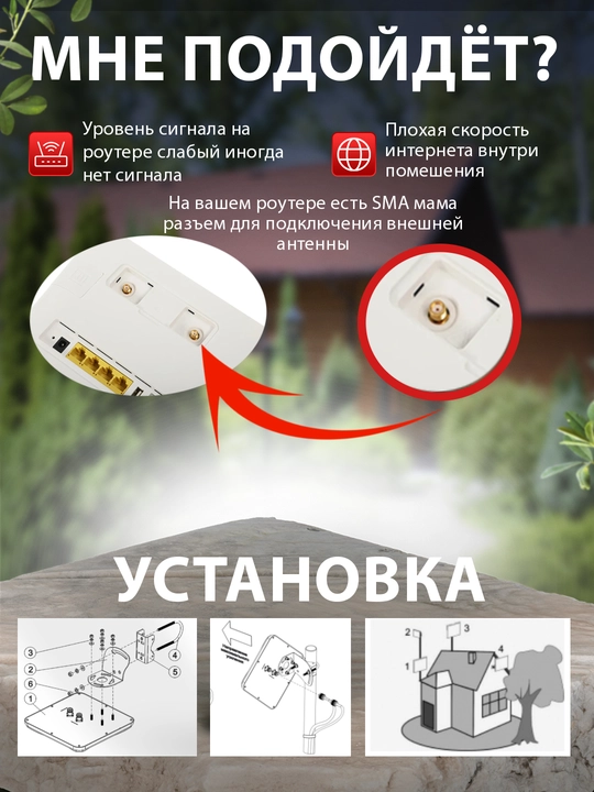 GSM 3G 4G LTE Антенна усилитель интернета для модемов, роутеров и репитеров
