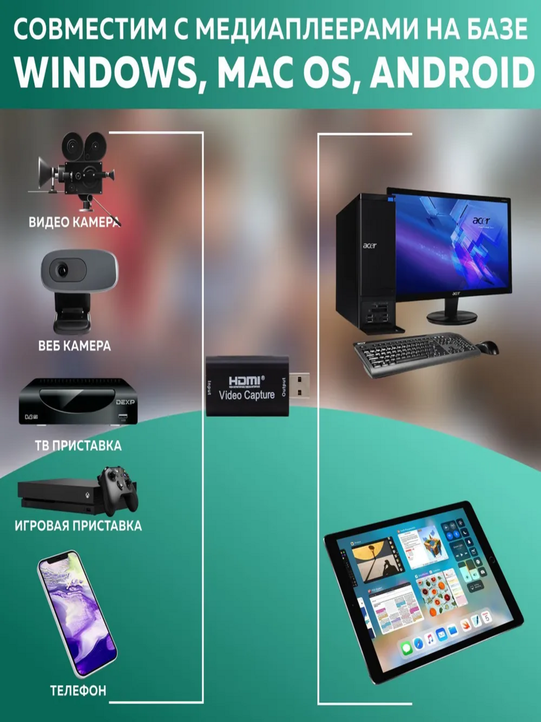 HDMI video qabul qilish adapteri - USB 3.0 1080P, signal konverteri; qo‘lga olish kartasi