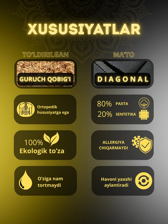 Avtomobillar uchun ortopedik ko'rpachalar, ECOMFORT, P-1, 45 x 54 sm
