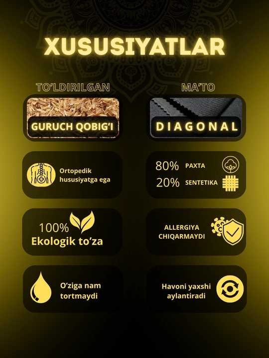 Avtomobillar uchun ortopedik ko'rpachalar, ECOMFORT, P-1, 45 x 54 sm