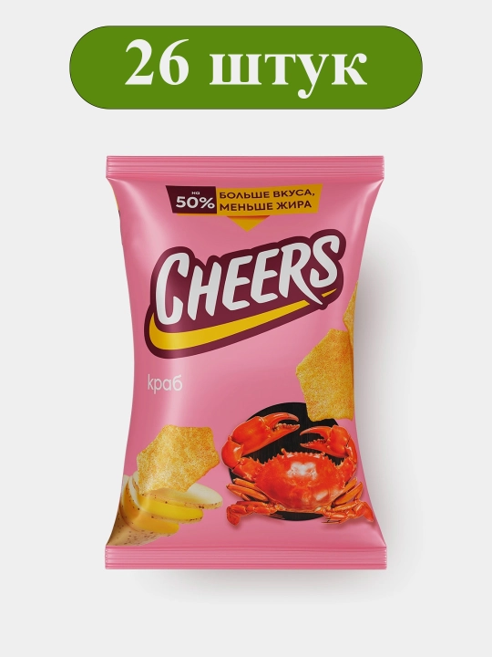 Чипсы картофельные со вкусом краба Cheers 45 г, 26 шт - 