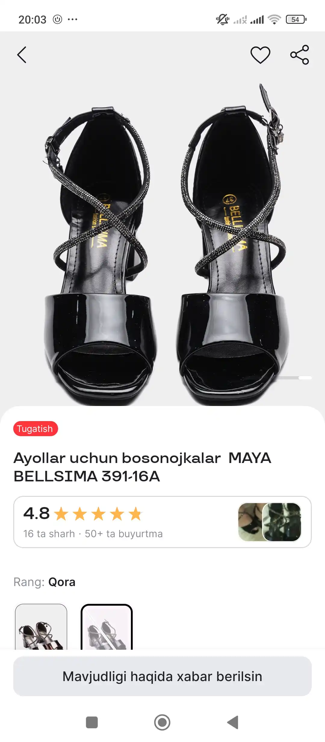 BELLISIMA 391-16A sun’iy charmli ayollar bosonojkasi, 5 sm poshna, 2 rang, 36–40