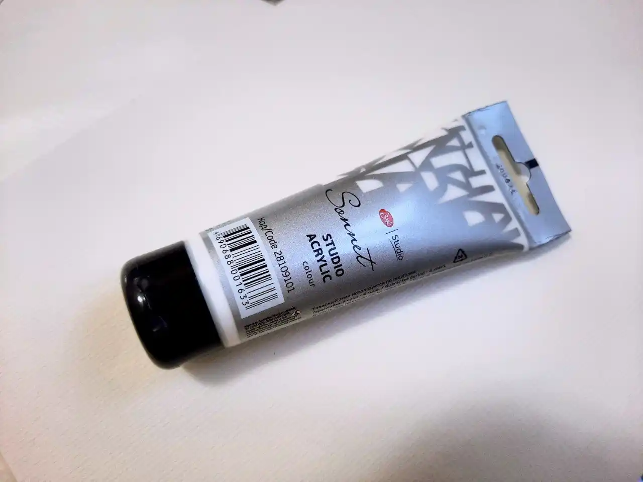Badiiy akril bo'yoq Сонет, 75 ml, oq titanium