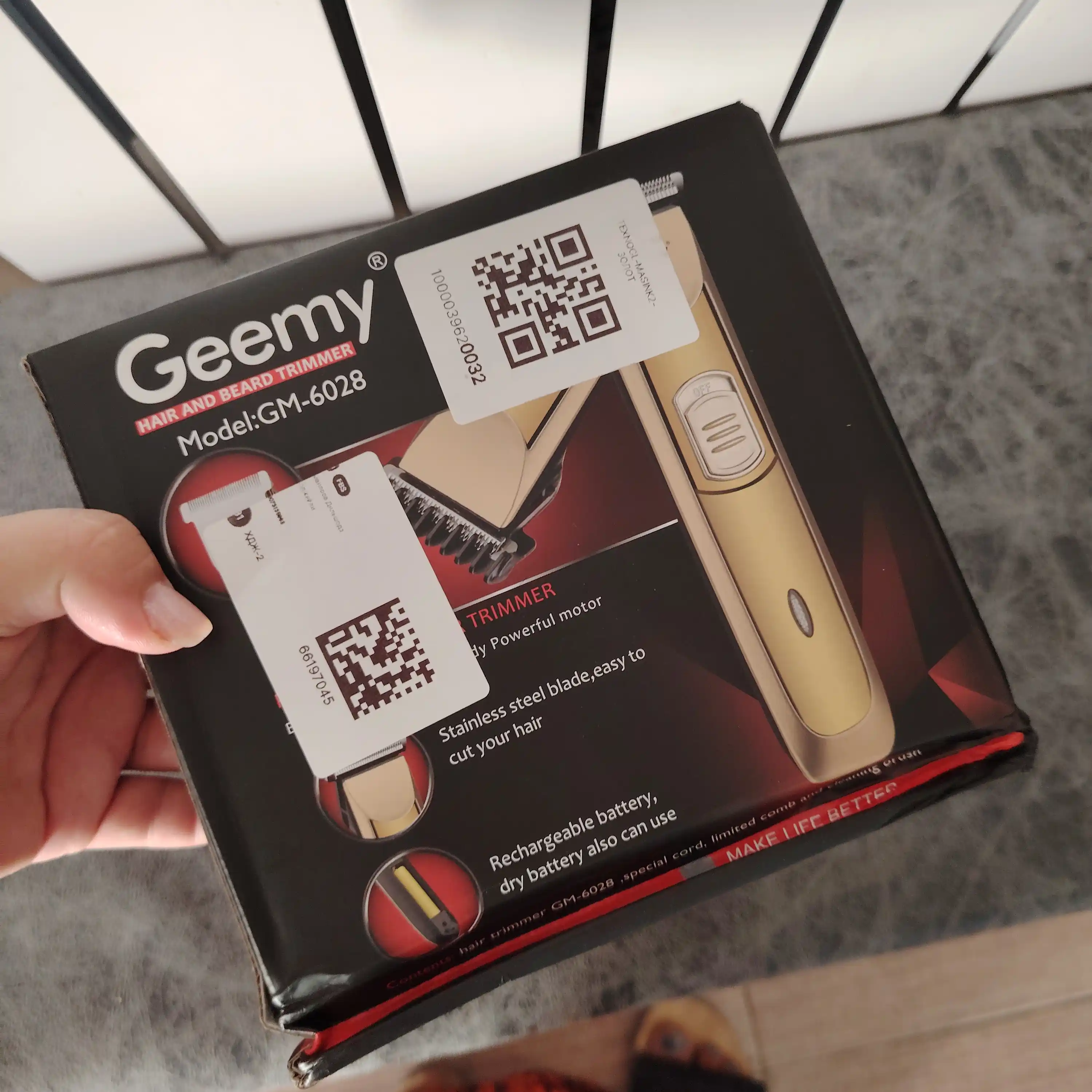 Машинка для стрижки волос, триммер для бороды, GEEMY, подарки для мужчин