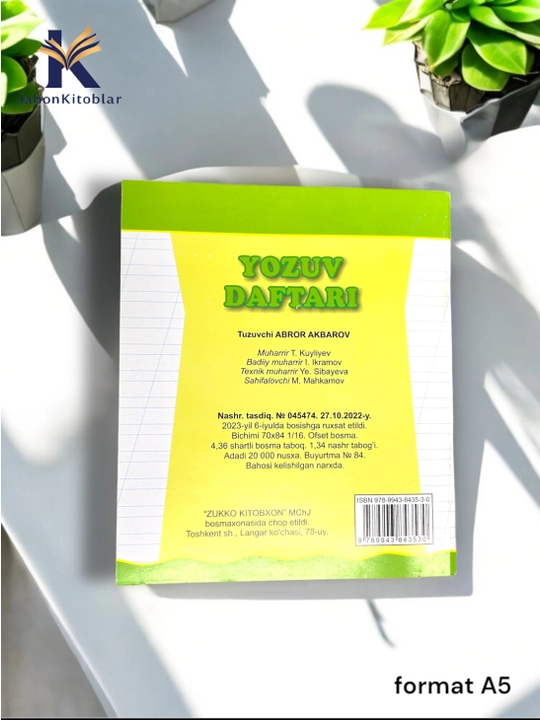 Bolalar uchun tayyorlov daftarlari, A5 format, rus/o'zbek tilida, matematika, yozish
