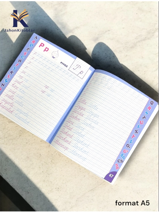 Bolalar uchun tayyorlov daftarlari, A5 format, rus/o'zbek tilida, matematika, yozish