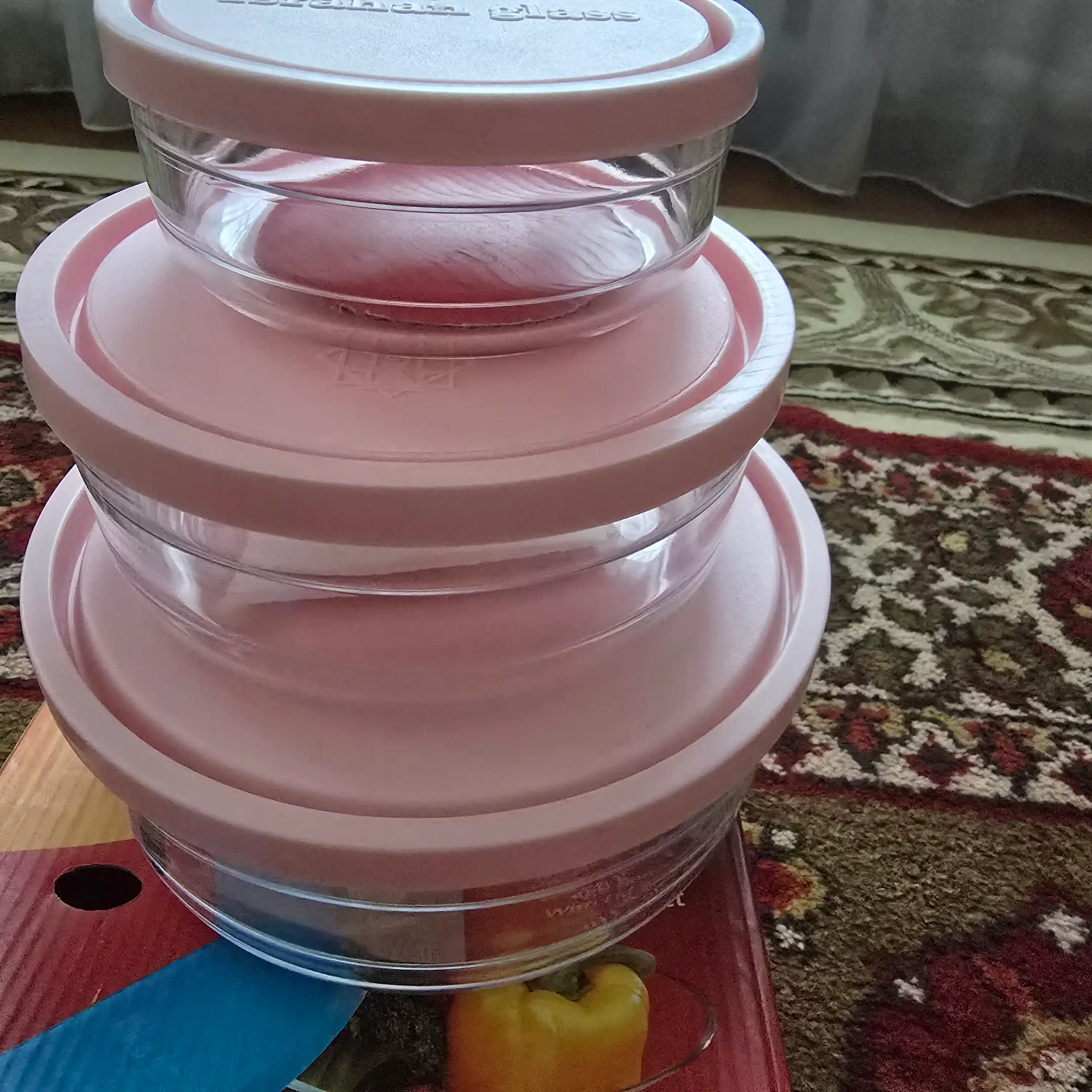 Shishali konteynerlar saqlash, mikroto'lqinli pechlar va tushlik uchun