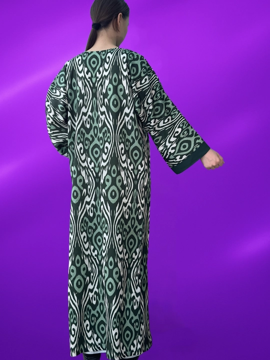 Ayollar abaya kiyimi, yopinchiq va xalat, 2 tasi 1 da, zig‘ir tolali, milliy uslubda, katta o‘lchamda