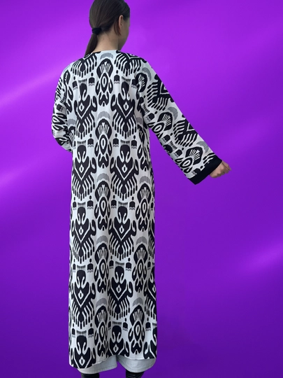 Ayollar abaya kiyimi, yopinchiq va xalat, 2 tasi 1 da, zig‘ir tolali, milliy uslubda, katta o‘lchamda