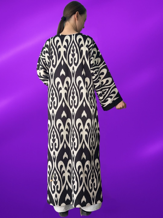 Ayollar abaya kiyimi, yopinchiq va xalat, 2 tasi 1 da, zig‘ir tolali, milliy uslubda, katta o‘lchamda