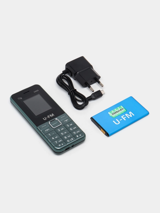 Tugmali telefon U-FM Mobile U222, oddiy telefon, FM radio, 1800 mA/s