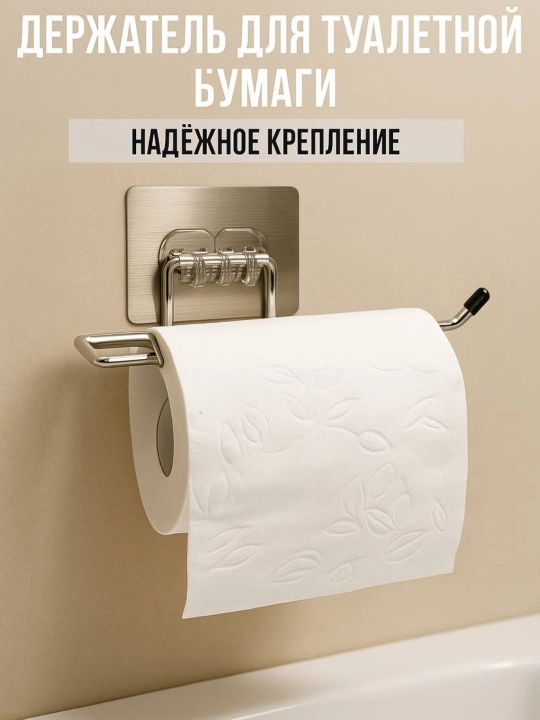 Держатель для туалетной бумаги – настенный, без сверления, из нержавеющей стали - 