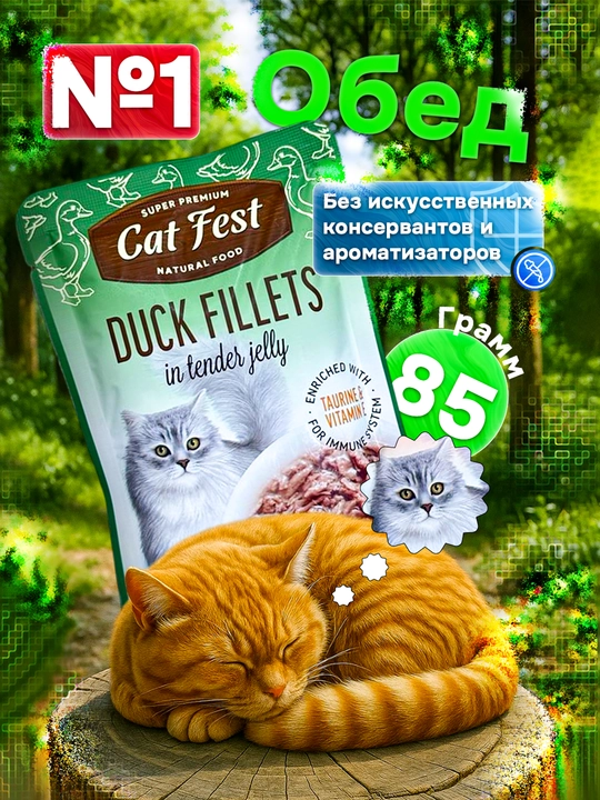 Влажный корм для кошек, "Super premiem CAT FEST natural food" 85г 3 шт