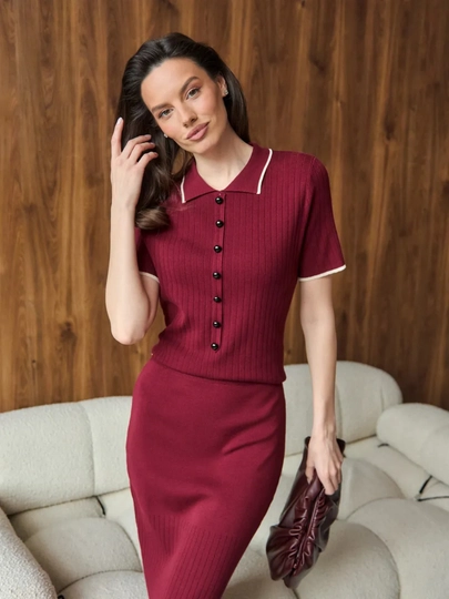 Костюм EllyFashion  женский, юбка и кофта, костюм двойка, трикотажный женский