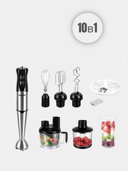 Qo'l blenderi chopper, mikser, maydalagich Sonifer, 1500 Vt gacha, 6 xil