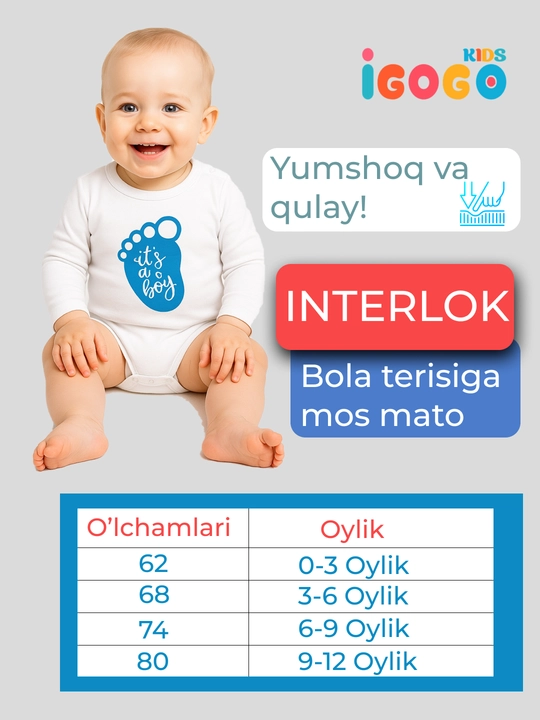 Bodi yangi tug'ilgan chaqaloqlar uchun razmer kattalashtirgich bilan: IGoGoKids