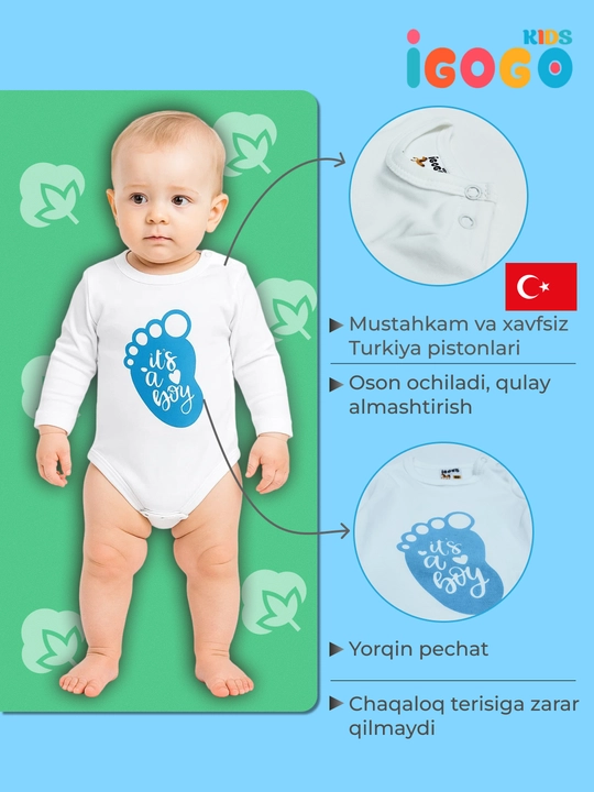 Bodi yangi tug'ilgan chaqaloqlar uchun razmer kattalashtirgich bilan: IGoGoKids