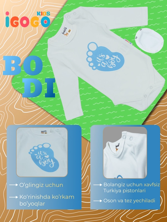 Bodi yangi tug'ilgan chaqaloqlar uchun razmer kattalashtirgich bilan: IGoGoKids