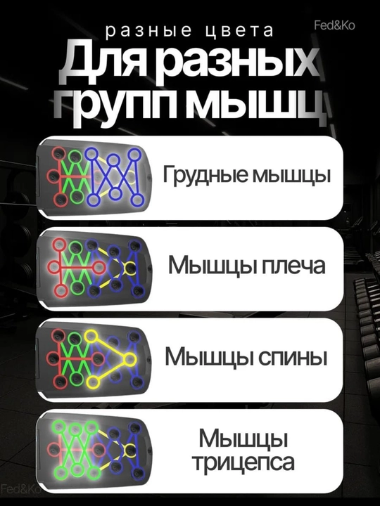 Платформа для отжиманий с упорами складная. С счётчиком, зонами нагрузки, с эспандером