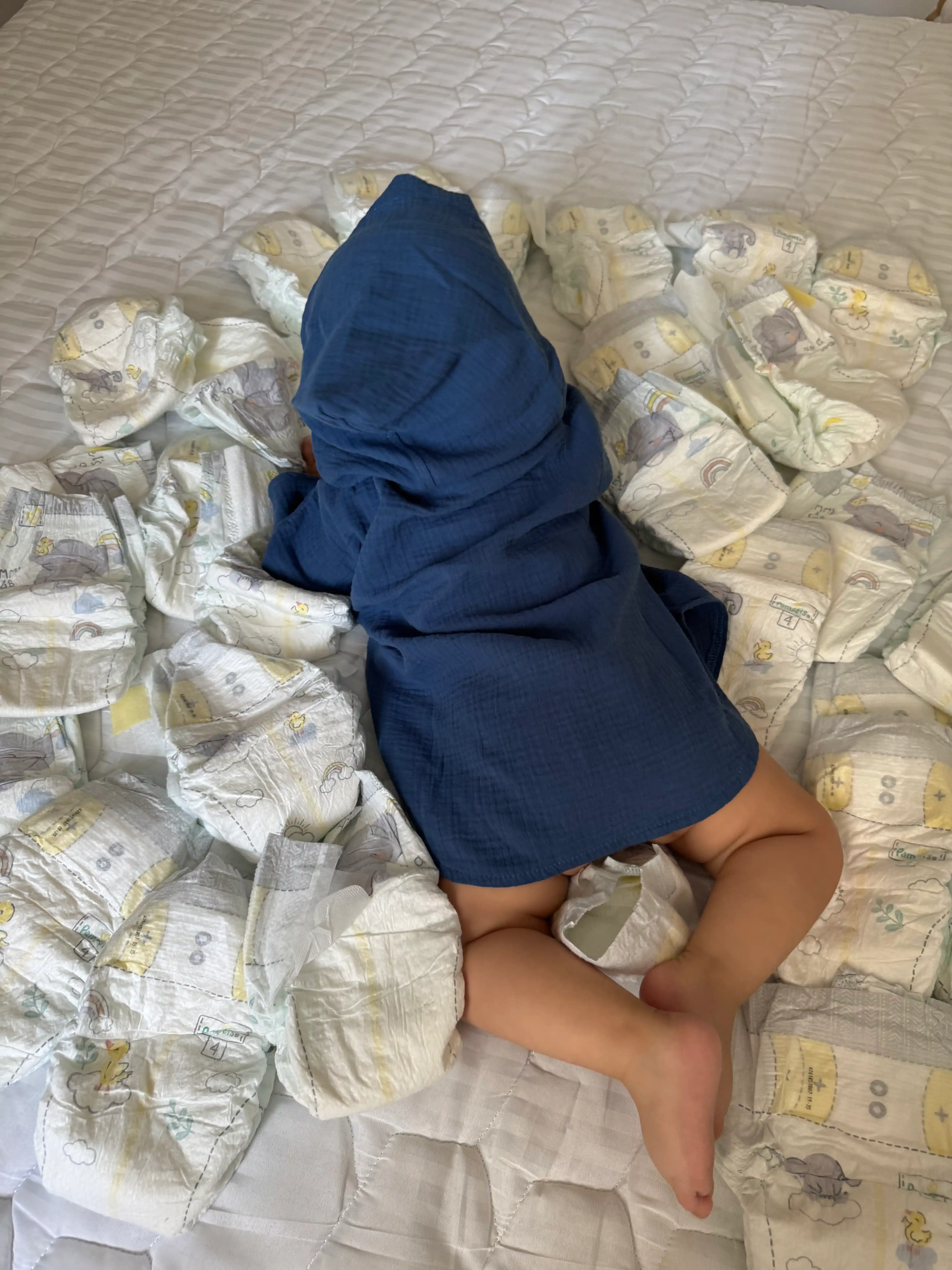 Накидка детская, полотенце, из муслина, для пляжа и дома