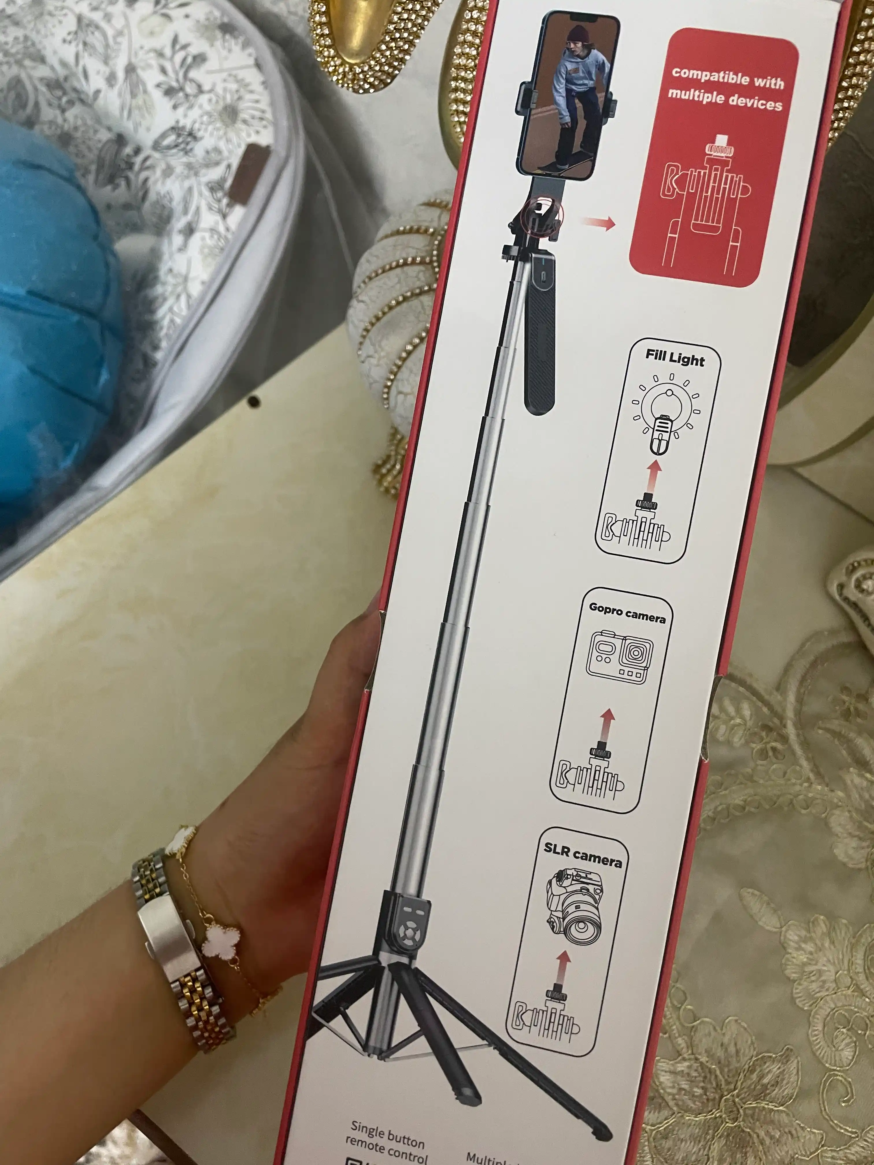 Штатив 6 В 1 ,Монопод для телефона+ 2 LED , Bluetooth, штатив для телефона 220 см, селфи