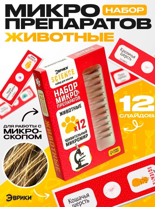 Набор для опытов «Набор микропрепаратов», животные - 