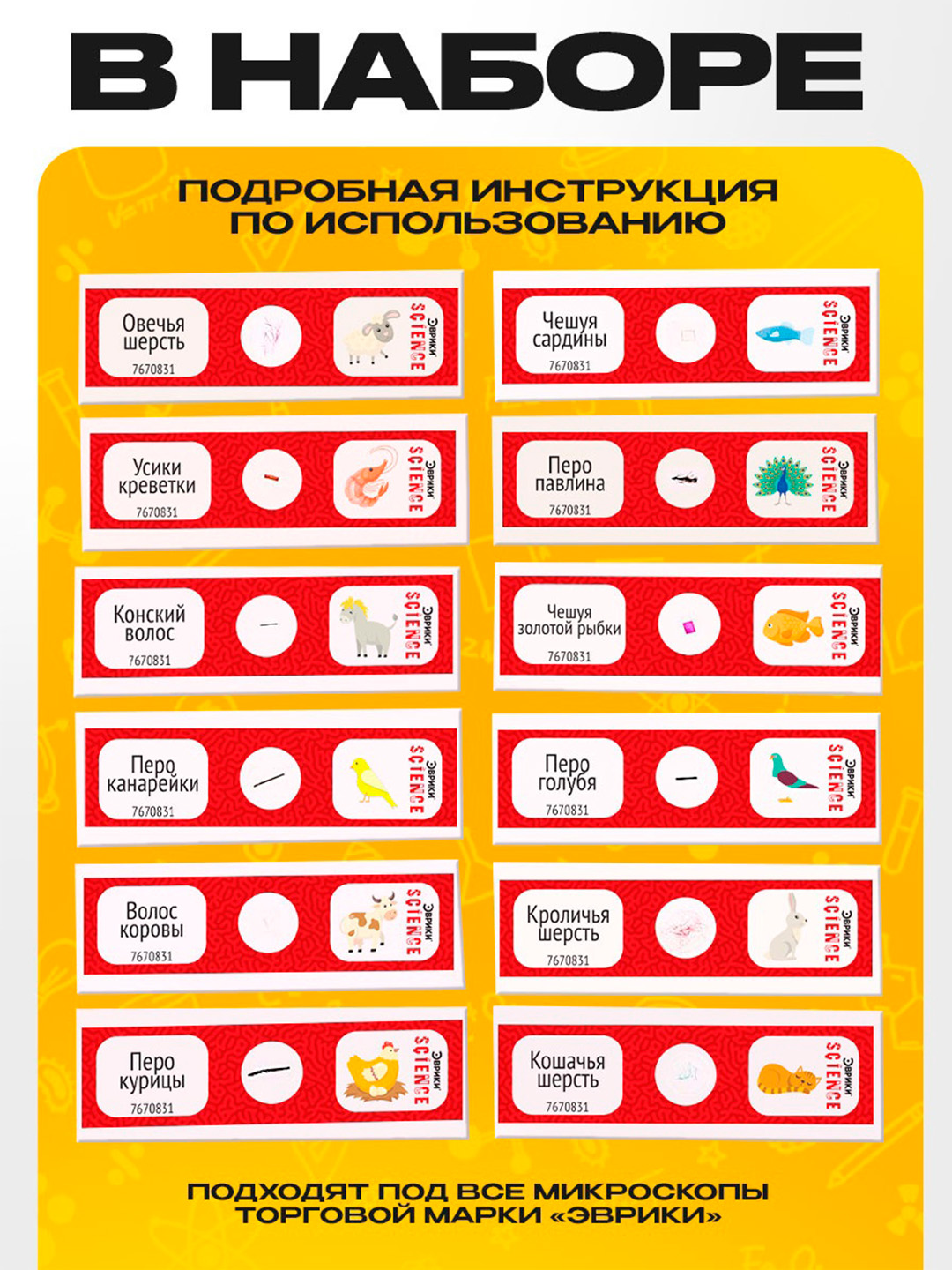 Tajribalar to'plami "Mikro tayyorgarlik to'plami", hayvonlar
