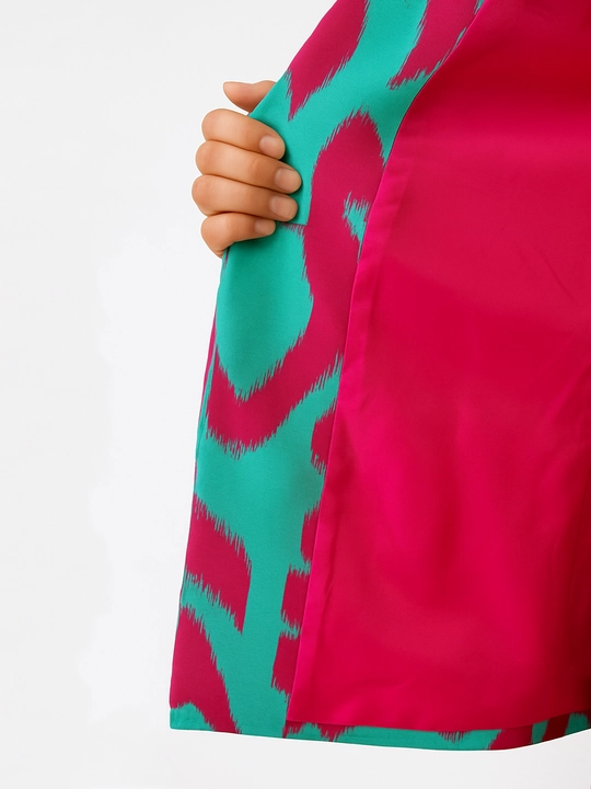 DEGO, ayollar kostyumi ikkilik: jaket va shim, ikat bosma, M-7XL o‘lchamlari