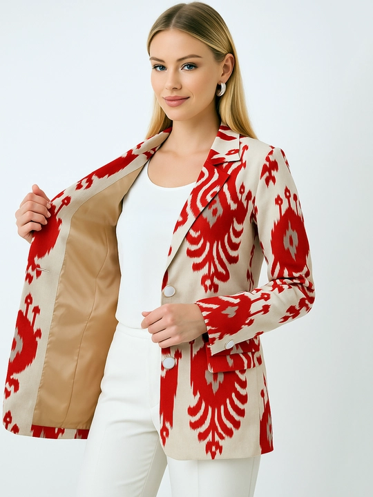 DEGO, ayollar kostyumi ikkilik: jaket va shim, ikat bosma, M-7XL o‘lchamlari