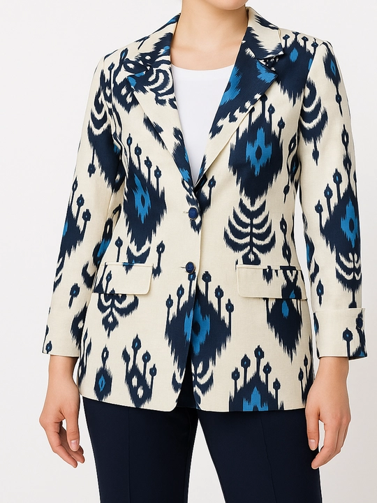 DEGO, ayollar kostyumi ikkilik: jaket va shim, ikat bosma, M-7XL o‘lchamlari