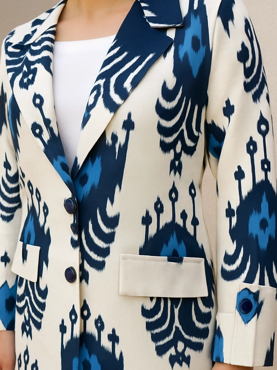 DEGO, ayollar kostyumi ikkilik: jaket va shim, ikat bosma, M-7XL o‘lchamlari