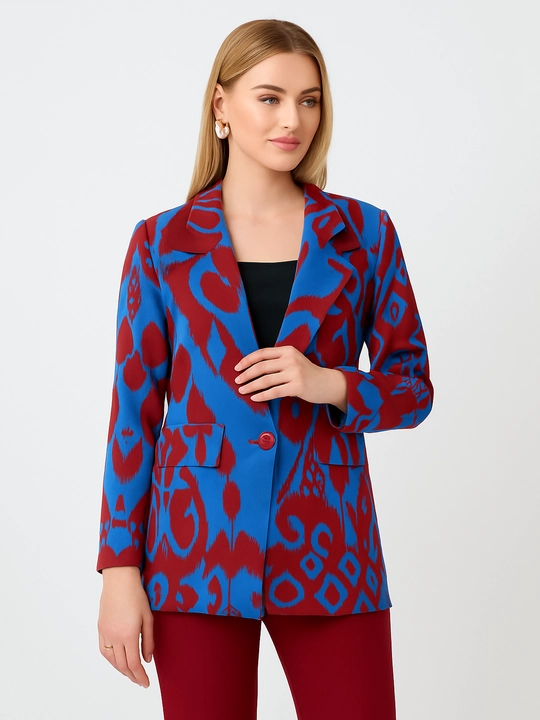 DEGO, ayollar kostyumi ikkilik: jaket va shim, ikat bosma, M-7XL o‘lchamlari