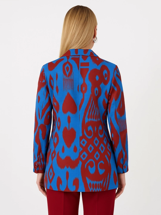 DEGO, ayollar kostyumi ikkilik: jaket va shim, ikat bosma, M-7XL o‘lchamlari