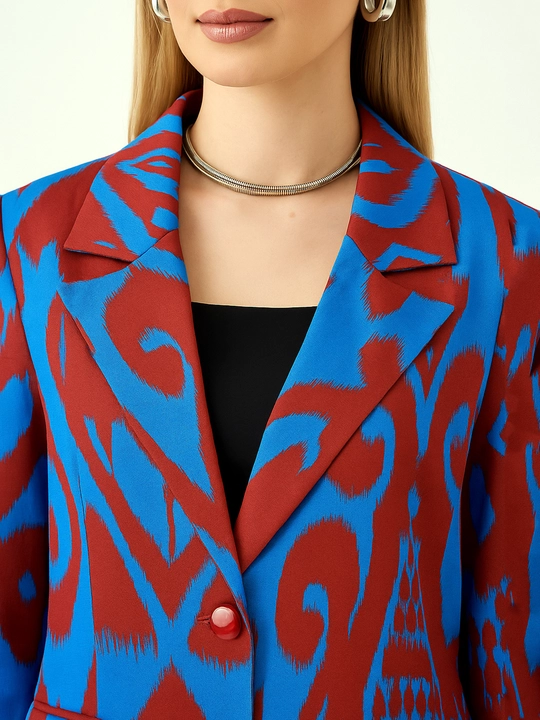 DEGO, ayollar kostyumi ikkilik: jaket va shim, ikat bosma, M-7XL o‘lchamlari