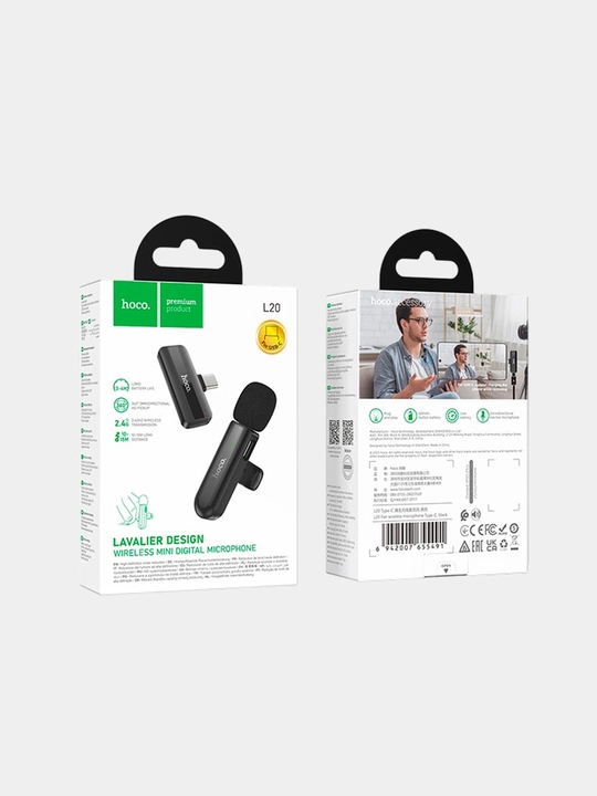 HOCO USB-C  Type-C simsiz to‘liq yo‘nalishli mikrofon smartfon va planshetlar uchun