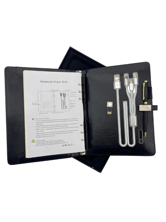 Умный ежедневник — с USB-зарядкой, LED-лампой, многофункциональными кабелями блакнот - 