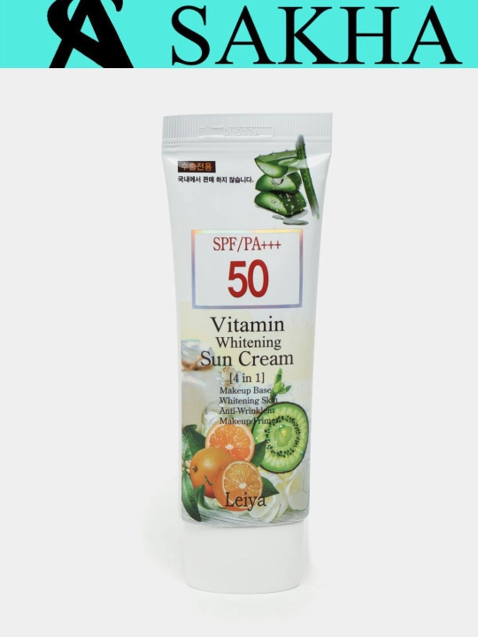 Солнцезащитный крем Leya Vitamin Whitening Sun Cream SPF50+ PA+++ 4in1