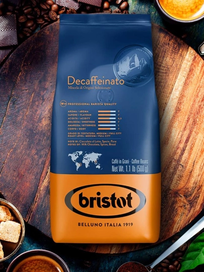 Кофе зерновой Decaffeinato Bristot, 500 г — BRISTOT-DECAFE-500gr