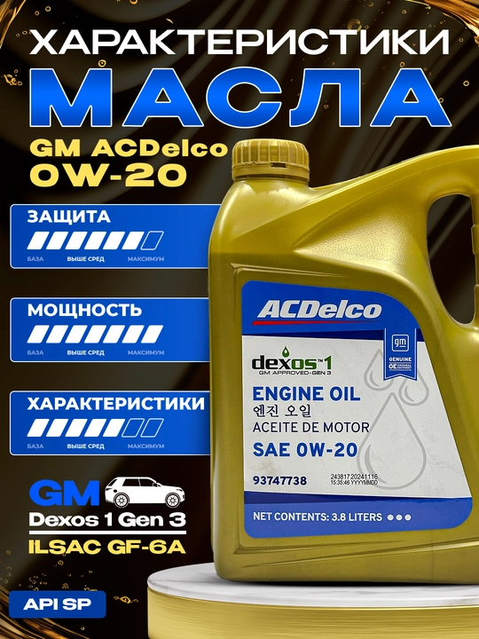 Motor moyi GM 0W-20 Dexos 1 Gen 3, 3.8 litr