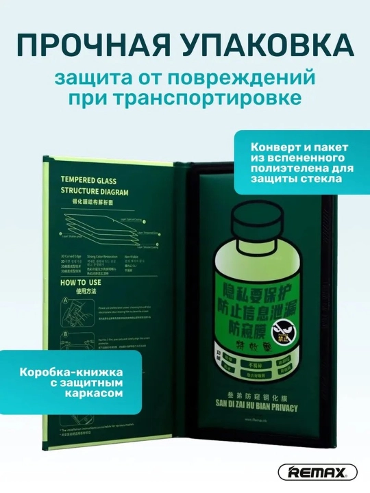 Защитное стекло, антишпион Remax GL-27, противоударное, Iphone 14, 15, 16, стекло