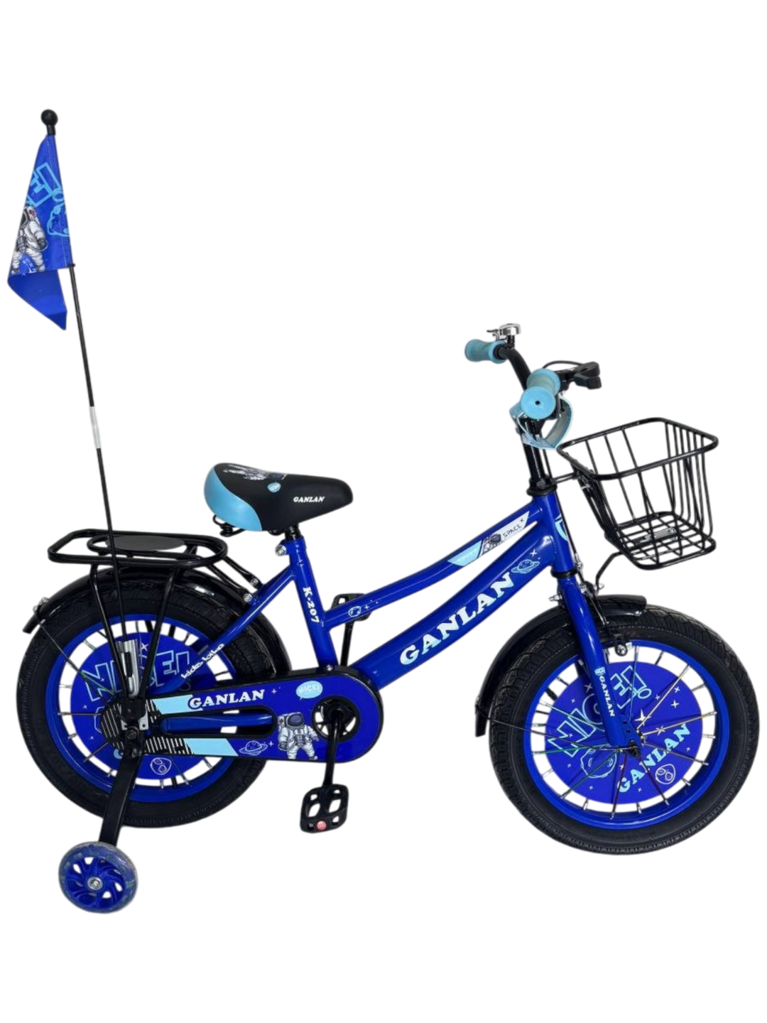 GANLAN K-207 bolalar velosipedi yog'och g'ildiraklar va savat bilan - 