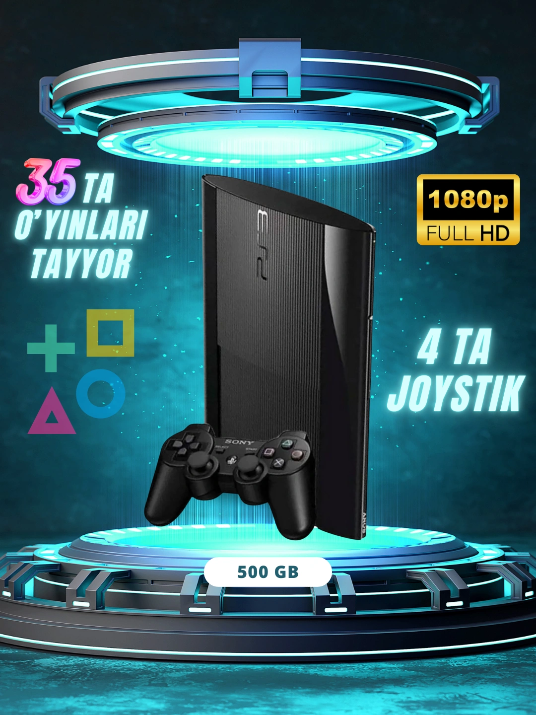 Игровой комплект PlayStation 3, 500 ГБ, С 4 джойстиками, 35 играми за 3199000 сум по лучшей цене. Uzum Market