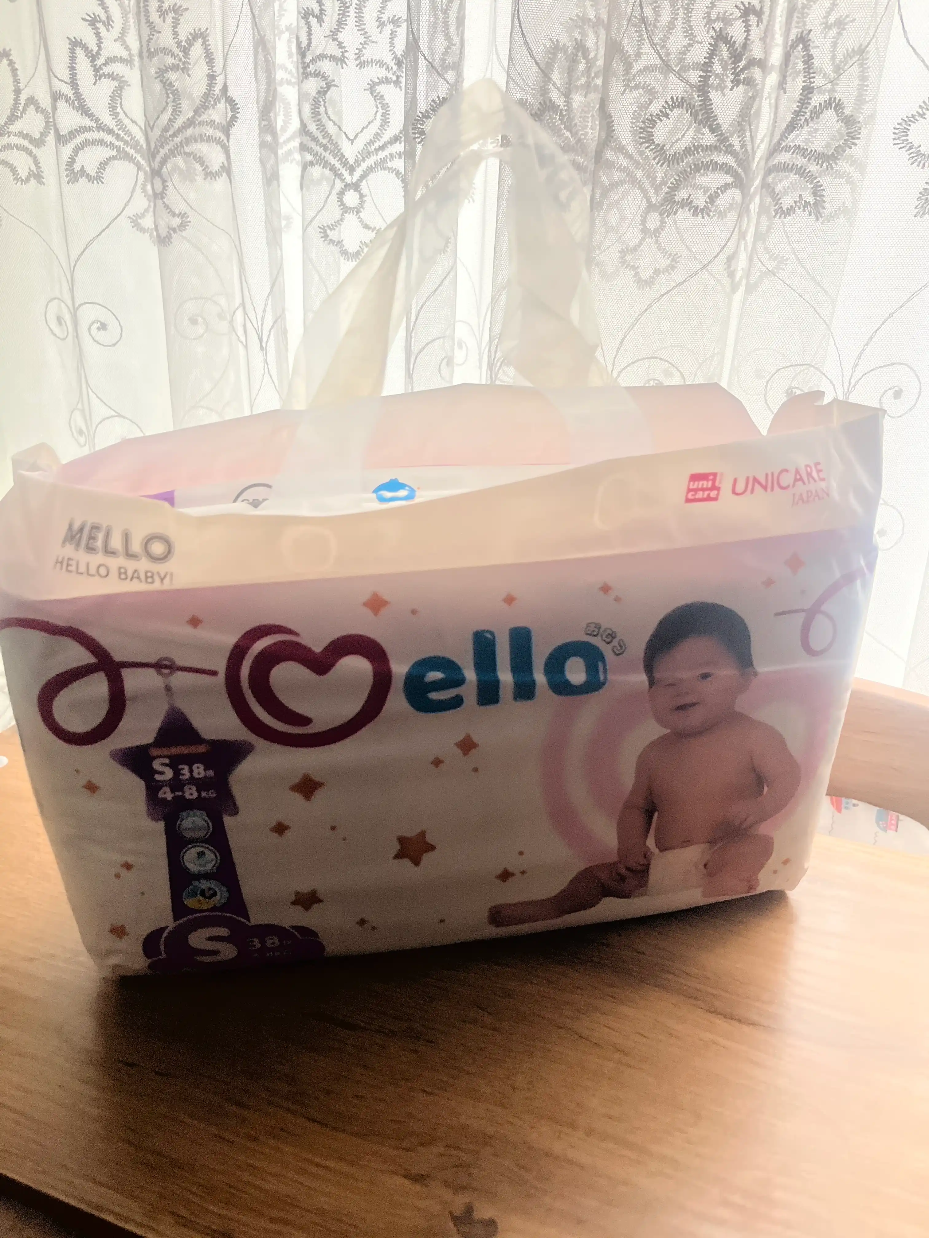 Yangi tug'ilgan chaqaloqlar uchun tagliklar MELLO, S 4-8 kg, 38 dona