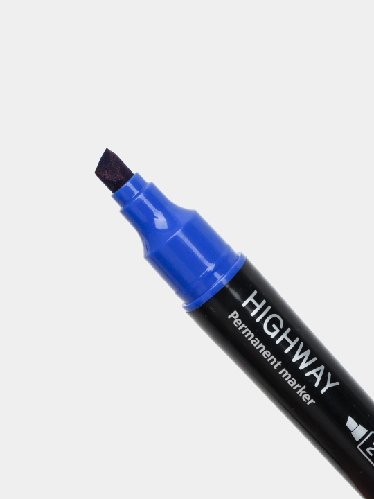 Маркер перманентный Hatber Highway, двухсторонний, cиний, 5 мм/2мм, 10 шт