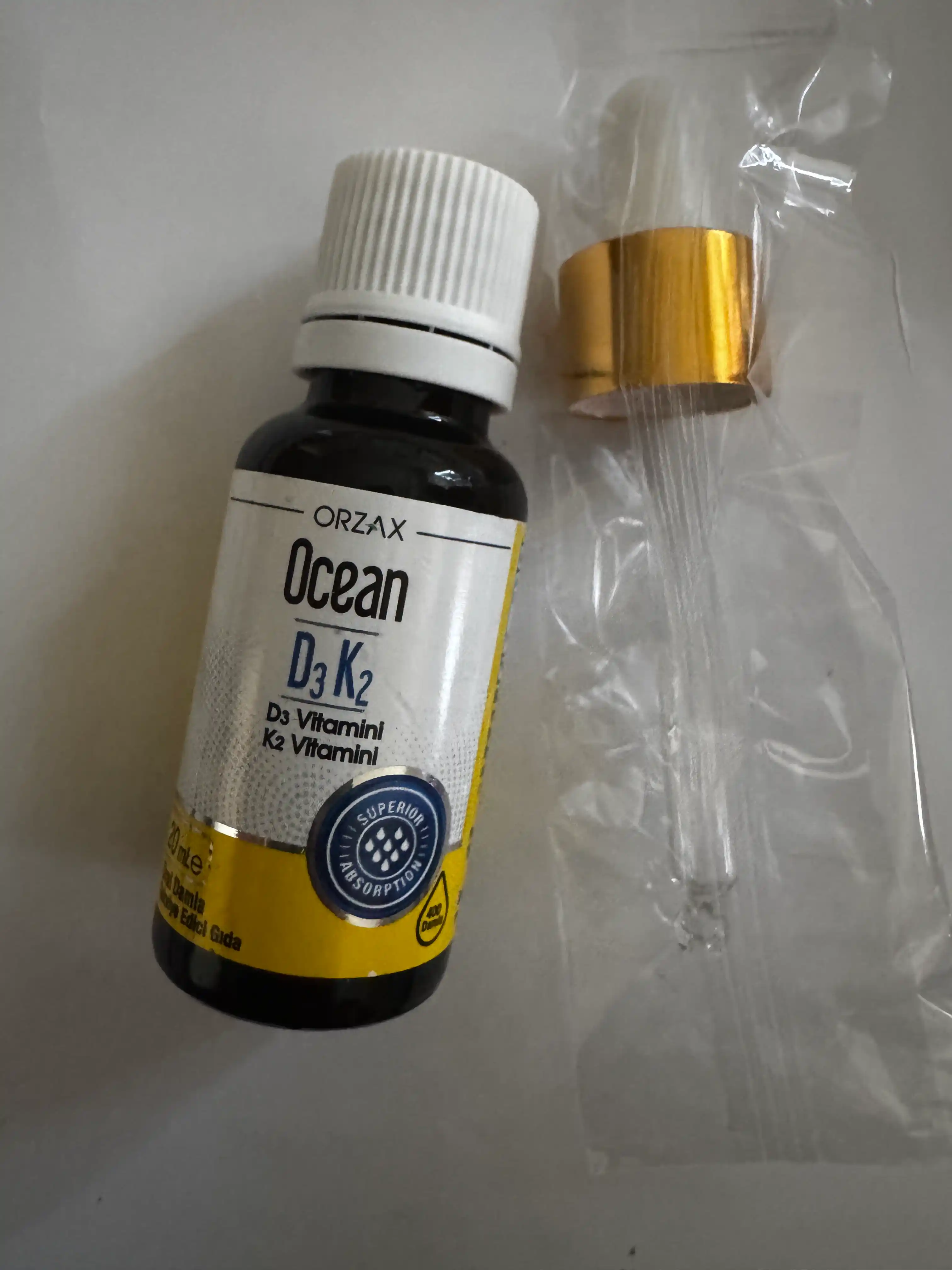 Ocean Vitamin D3 va K2 tomchilari 1000 IU, 20 ml, Turkiya