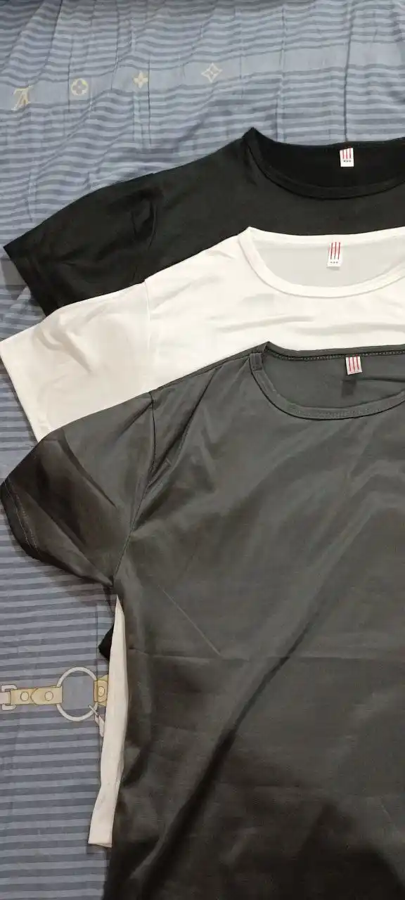Baza futbolkalar, 3ta to'plam unisex futbolka – qora, kulrang, oq (XS-3XL o'lchamlari)